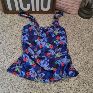 Women's Wenly Zeng Blue Floral Tropical Print 2 Piece Bathing Suit Size Medium